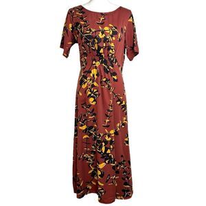 Mata Traders Artsy Traveler Midi Tencel Dress in Eucalyptus Spice Size Medium
